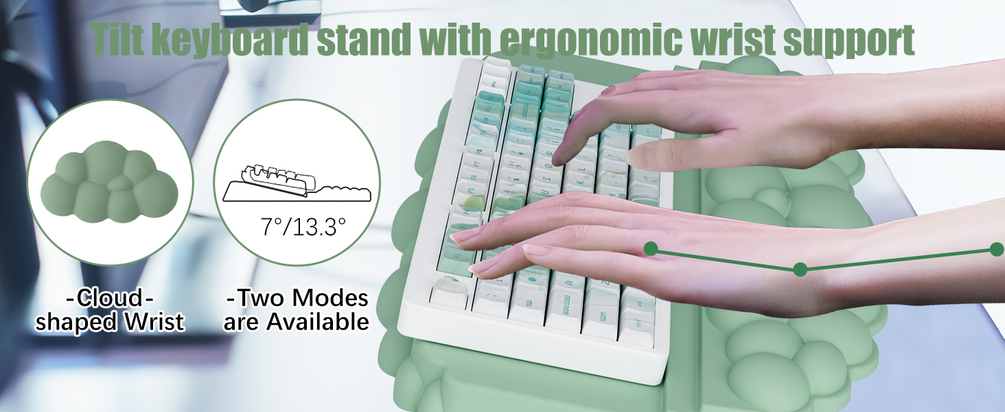 Ergonomic Keyboard Riser Holder Lifter Tray with Wrist Pad