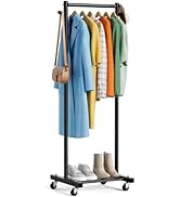 MISSLO Small Clothes Racks for Hanging Clothes Clothing Rack with Wheels 60" Metal Garment Rack w...