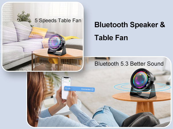bluetooth speaker with Table fan