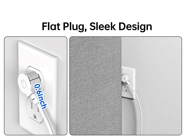 0.6inch Flat wall plug, sleek design for any where
