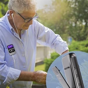 Clip MP3 Player with FM Radio Bluetooth Touchscreen Physical Buttons Music Player for Kids Adults