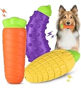 PETSTA Squeaky Dog Toys for Aggressive Chewer Large Medium Small Breed, 3 Pack Durable Tough Dog ...