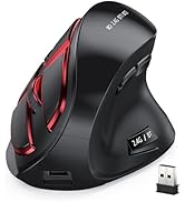 Vertical Mouse, Wireless Ergonomic Optical Mouse (BT 5.0 + Bluetooth 3.0 + USB Connection) with 9...