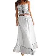 Amamcy Womens 2 Piece Maxi Skirt Set Spaghetti Tank Top and High Waist Flowy Skirt Set Cami Dress...