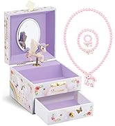 RR ROUND RICH DESIGN Kids Musical Jewelry Box for Girls with Drawer and Jewelry Set with Brave Un...