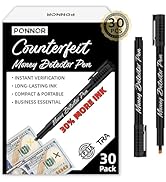 Ponnor Counterfeit Money Detector Pen (30 Pack) Bill Marker Universal False Currency Checker Cash...