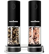 ThermoMaven Electric Salt and Pepper Grinder Set, 110ml Larger Rechargeable Automatic Salt and Pe...