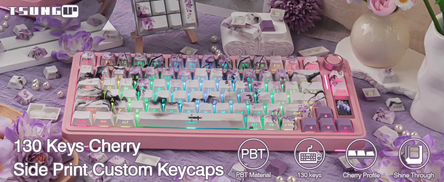 Wisteria Purple Shine Through Keycaps
