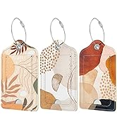 Rimilak 3 Pcs PU Leather Luggage Tags for Suitcase, Travel Cruise Luggage Tag with Privacy Flap, ...