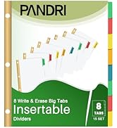 Binder Divider, PANDRI 120 Pack Binder Index Dividers with 8 Tabs, Letter Size Paper Binder Divid...