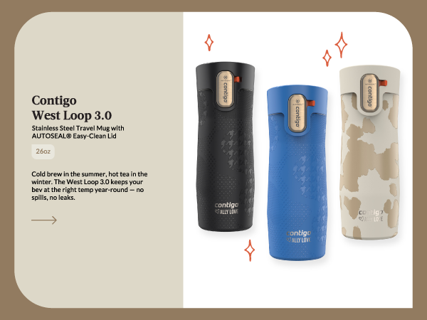 west loop stainless steel travel mug autoseal easy clean lid cold brew hot tea coffee temperature