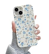 QLTYPRI for iPhone 13 Case, Cute Pink Floral Flower Pattern Aesthetic Phone Case, Raised Camera P...