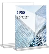 KOOLDE Acrylic Sign Holder 8.5x11 Inches 2 Pack T Shape Desktop Display Stand Vertical Double Sid...