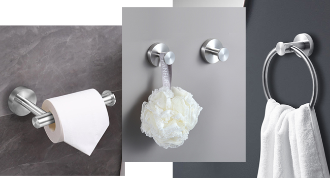 4 Pieces brushed nickel bathroom hardware set wall mounted