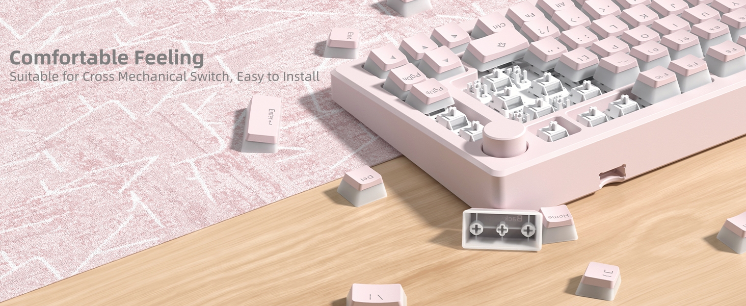 Womier Pudding Keycaps, Black PBT Keycaps 60 65 75 100 Percent 130 Keys, Shine Through Key Cap