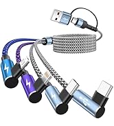 90 Degree iPhone Charger, 4 in 2 Multi Charging Cable, USB C CarPlay Cord Charger Cables with Dua...