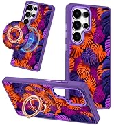 Meshine for Galaxy S24 Ultra Case,Compatible with MagSafe,360°Magnetic Ring Holder Rotation Stand...