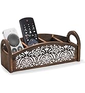 Dicunoy Wood Remote Control Holder, Rustic Desk Caddy for Pencil Holder, Vintage Desktop Organize...