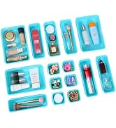 Kutesna 15 PCS Interlocking Desk Drawer Organizer Separator for Office,Bathroom,Kitchen,Makeup(Bl...