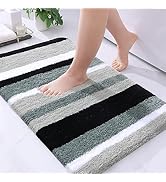 Buganda Microfiber Striped Bathroom Rugs Bath Mat, Extra Thick, Soft and Shaggy, Absorbent, Machi...