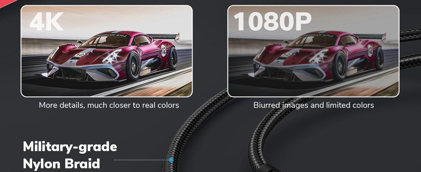 4k nylon braid cable