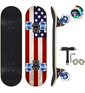 GIEEU Skateboards with Colorful Flashing Wheels for Beginners,Kids,Teens,Adults,31 x 8 Inch Compl...