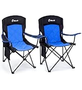 EMERIT 2 Pack Oversized Padded Camping Chair, 350LB Heavy Duty Quad Fold Chair with Arms, Collaps...