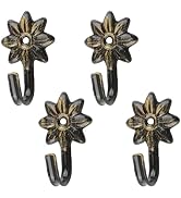 MOROBOR Flower Decorative Wall Hooks, 4 pcs Retro Flower Shaped Curtain Hooks Creative Utility He...