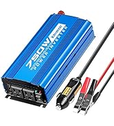 Kinverch 750W Continuous/1500W Peak Power Inverter DC 12V to 110V Car Converter AC with 2 AC Outl...