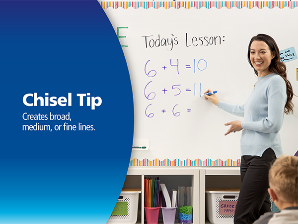 Teacher using chisel tip dry erase marker