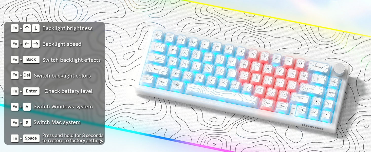 Wireless Mechanical Keyboard, 60% Percent Creamy Keyboard