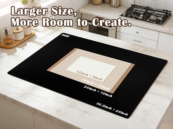 Larger size silicone countertop mat