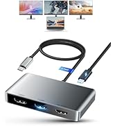 avedio links USB C to 3 HDMI Adapter, HDMI Splitter Extended Display for Triple Monitor with 100W...
