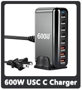 600W USB C Charger 100W USB C Charger Block, GaN III 8-Port Fast Charging Station Hub,PD 3.1 140W...