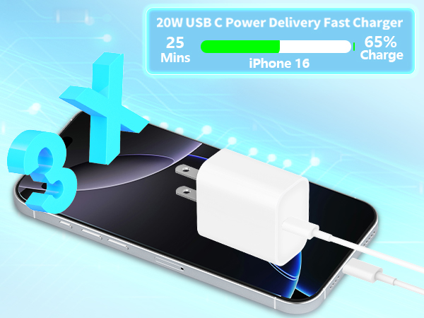 Apple MFi Certified iPhone 16 Charger Fast Charging 20W USB C Charger Block Type C Wall Charger