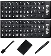 English Keyboard Stickers [5 in 1],Super Clear Large Print Bold White Letters on Black Background...