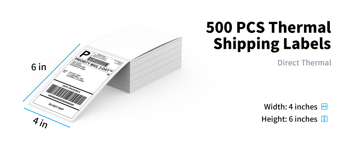 500-Pack of 4x6-inch Fanfold Thermal Shipping Labels