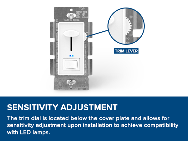 Sensitivity Adjustment dimmer, light switch, dimmable, with light