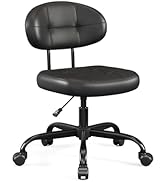 Misolant Vanity Chair with back, Small Armless Cute office Chair with wheels and Lumbar support, ...