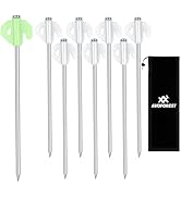 8 Pcs Tent Stakes AVOFOREST in The Dark 8.66 Inch Heavy Duty Tent Stakes with Storage Bag Portabl...