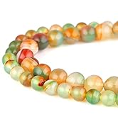Youngbling Natural Gemstone Beads for Jewelry Making,8mm Peacock Agate Polished Round Smooth Ston...