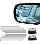 2 pcs Blind Spot Mirrors, 2" 360° Rectangle Ultra-thin Frameless HD Glass Convex Side Rear View M...