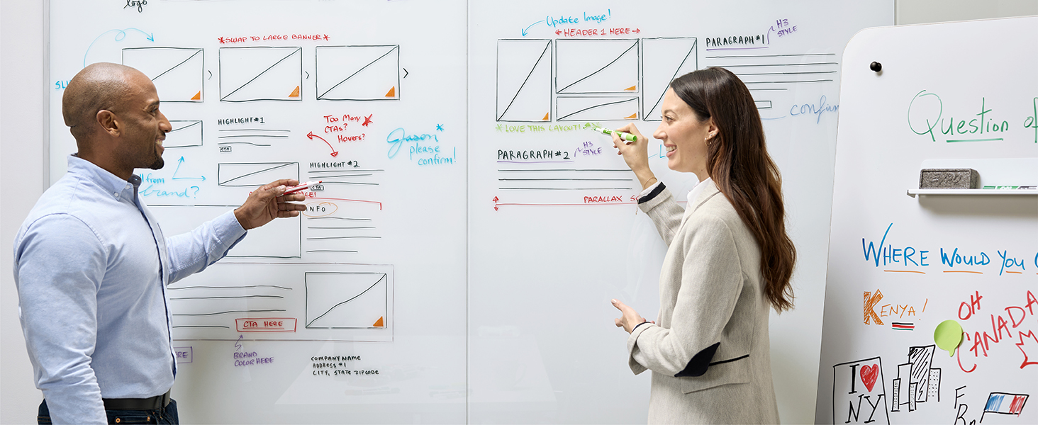 dry erase board being used at the workplace