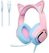 Mytrix Cat Ear Gaming Headset Compatible with PS4, PS5, Xbox, PC, MAC, Switch, Gradient Pink Blue...