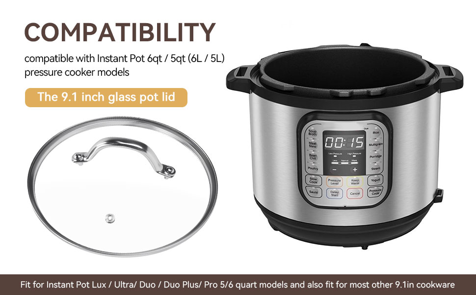 9.1 Inch 6 Quart Tempered Glass Lid for Instant Pot