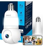 GNCC Light Bulb Security Camera,2.4GHz,360° 2K Security Cameras Wireless Outdoor Indoor Full Colo...