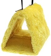 Cdycam Pet Bird Nest Hammock Hanging Cave Cage Plush Snuggle Happy Hut Tent Bed (Yellow(Small))