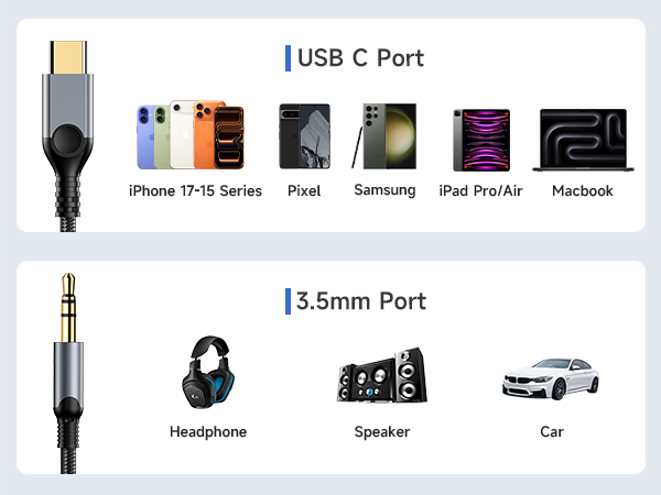 cable auxiliar tipo c aux cord usb c usb-c to 3.5mm adapter usb c audio adapter typec to aux adapter