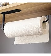 YIGII Paper Towel Holder Under Cabinet Mount - Black Paper Towel Rack Self Adhesive Paper Towel R...
