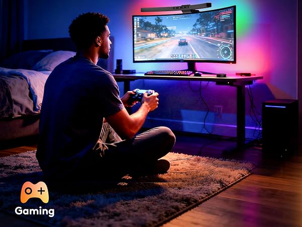 RGB monitor light bar offers 23 RGB backlight effects through two dedicated buttons.